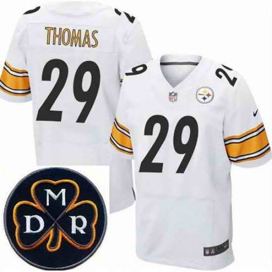 Men's Nike Pittsburgh Steelers #29 Shamarko Thomas Elite White NFL MDR Dan Rooney Patch Jersey